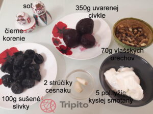 Recept na ruský cviklový šalát so sušenými slivkami a orechami